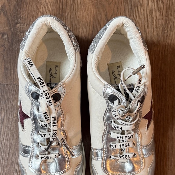 Vintage Havana Cream and Silver Sneakers with Burgundy Star - Picture 8 of 9